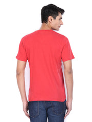 Basics Men Red Printed T-shirt