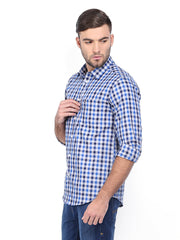 Arrow Sport Men Grey & Blue Checked Manhattan Slim Casual Shirt