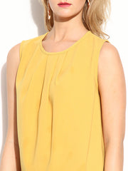 MANGO Women Yellow Pleat Top