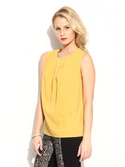 MANGO Women Yellow Pleat Top